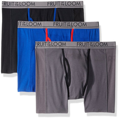 Fruit of the Loom Men's 3pk Ultra Flex Boxer Brief, assorted, Large