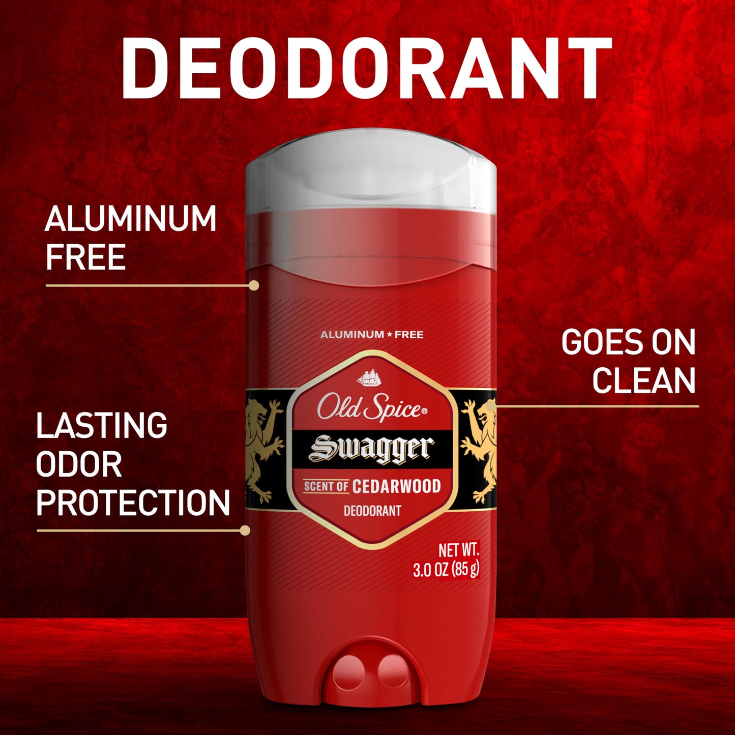 Old Spice Aluminum Free Deodorant for Men, 24/7 Odor Protection, 24/7 Freshness & Lasting Scent, Goes on Clean, Swagger with Cedarwood Scent, 3.0 oz (Pack of 2)
