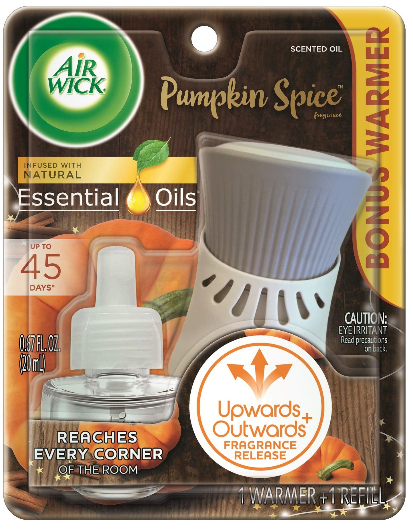 Air Wick Plug in Scented Oil Starter Kit (Warmer + 1 Refill), Pumpkin Spice, Air Freshener, Essential Oils, Fall Scent, Fall decor