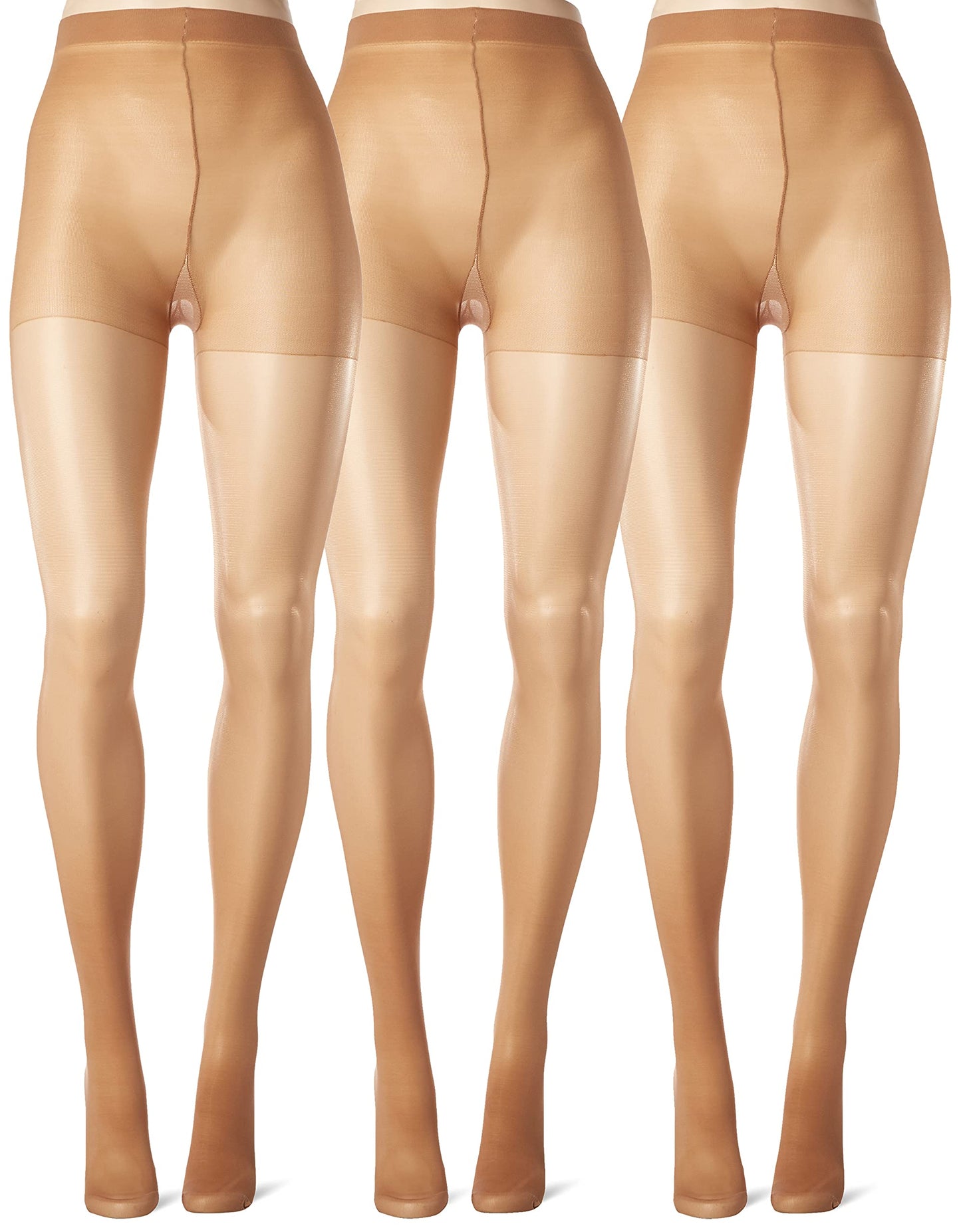 L'eggs Women's Energy 3 Pack Control Top Reinforced Toe Panty Hose, Suntan, Q