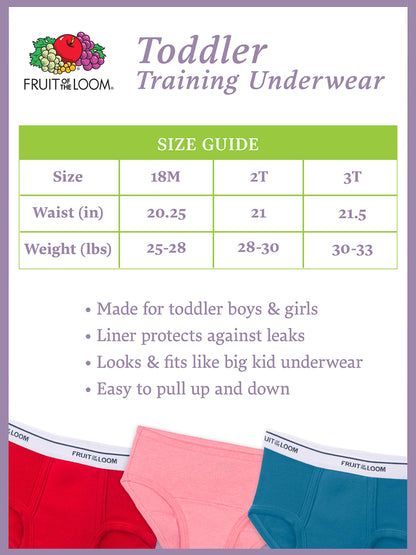 Fruit of the Loom Baby Toddler Potty Training Underwear (6 Pack), Boys Brief-Assorted Color, 3T