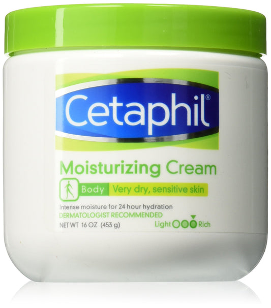 Cetaphil Moisturizing Cream for Very Dry/Sensitive Skin, Fragrance Free, 16 Ounce