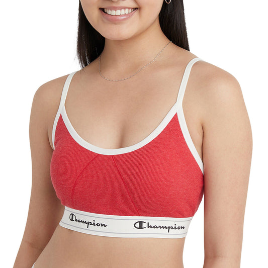 Champion Women's Heritage Bralette, Cotton Stretch Pullover, Moisture Wicking Bra (Retired Colors), Cheerful Red Heather, X Large