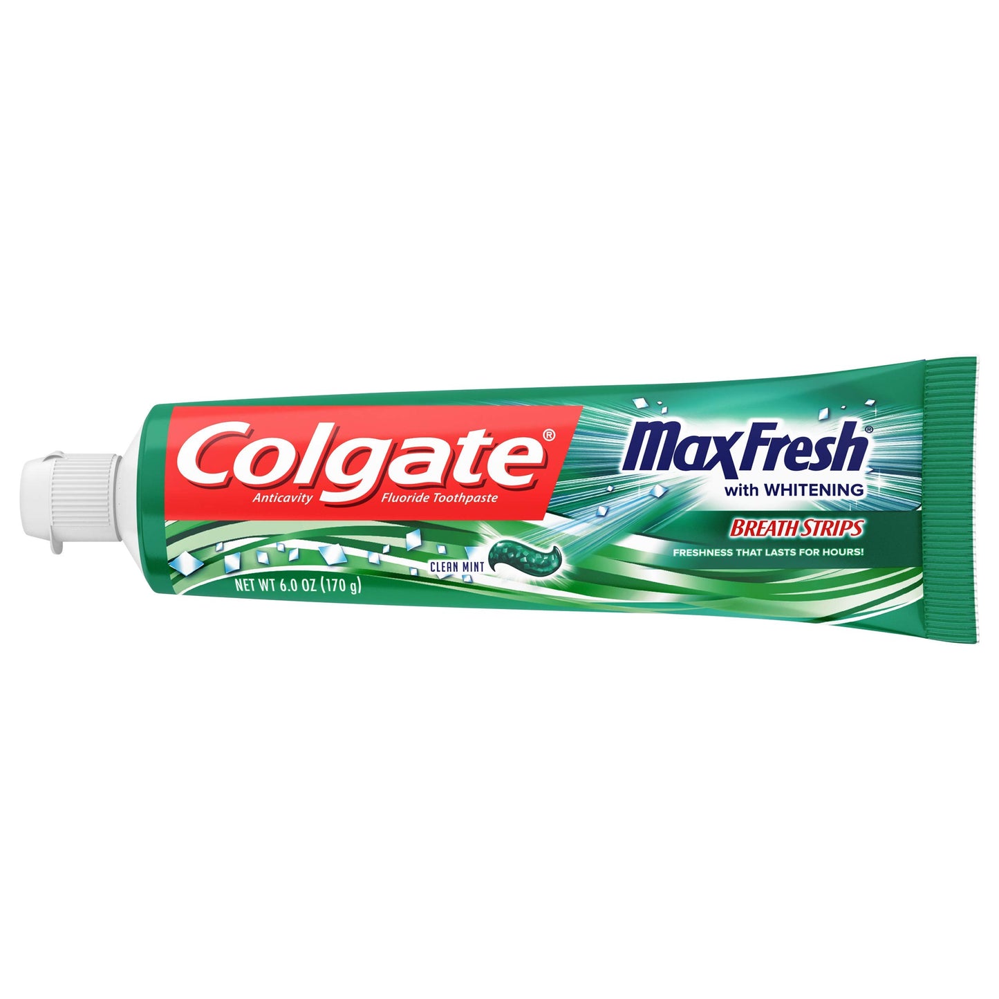 Colgate Max Fresh Whitening Toothpaste with Mini Breath Strips, Clean Mint, 36 Ounce (Pack of 6)