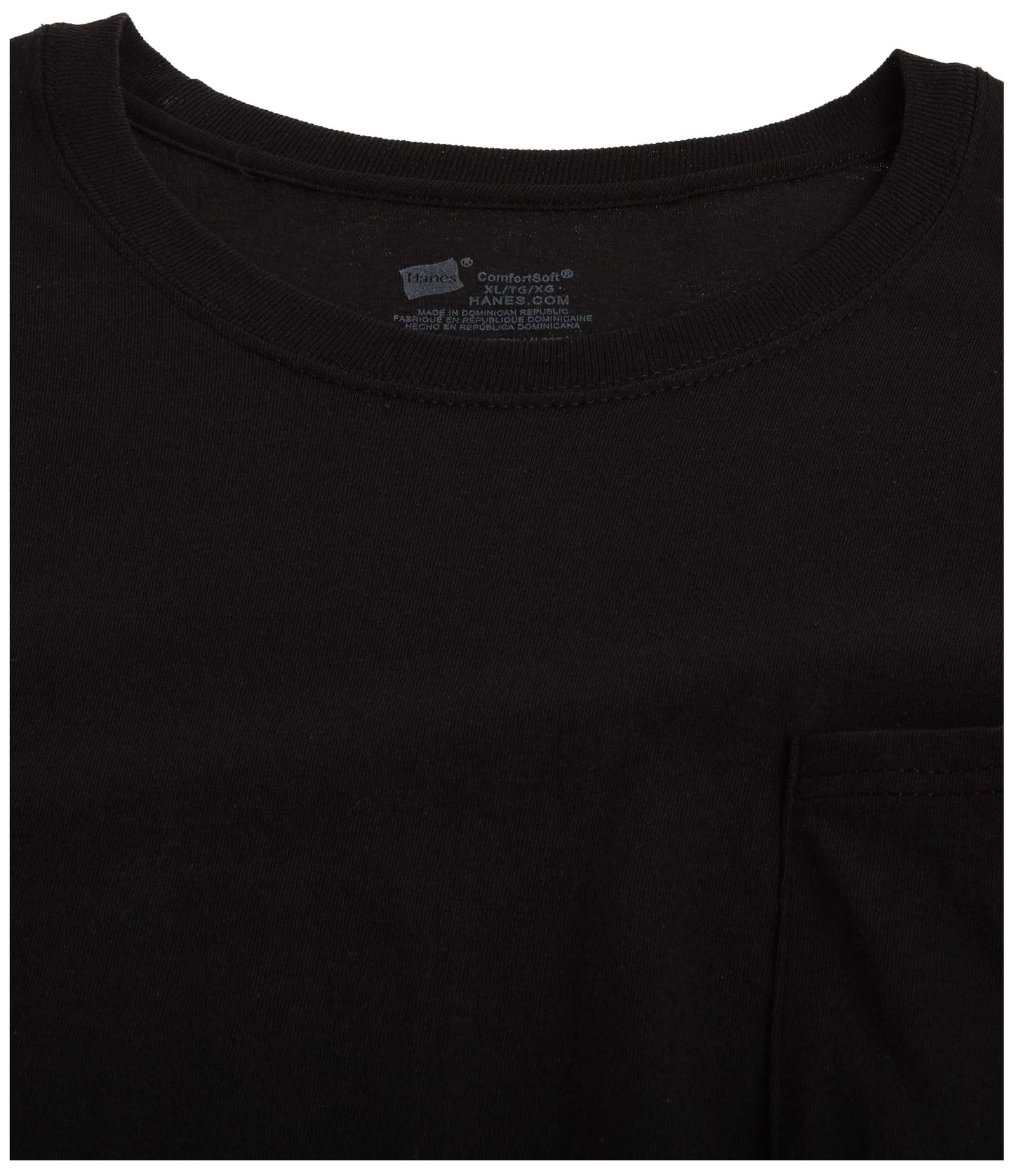 Hanes Men's Pocket T-Shirt, Black, Set of 4 (2X-Large, Pure Black)