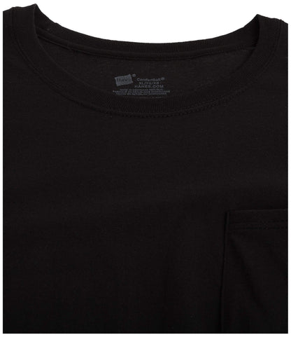 Hanes Men's Big and Tall Assorted Pocket T-Shirt (XXX-Large, Black/Black Heather)