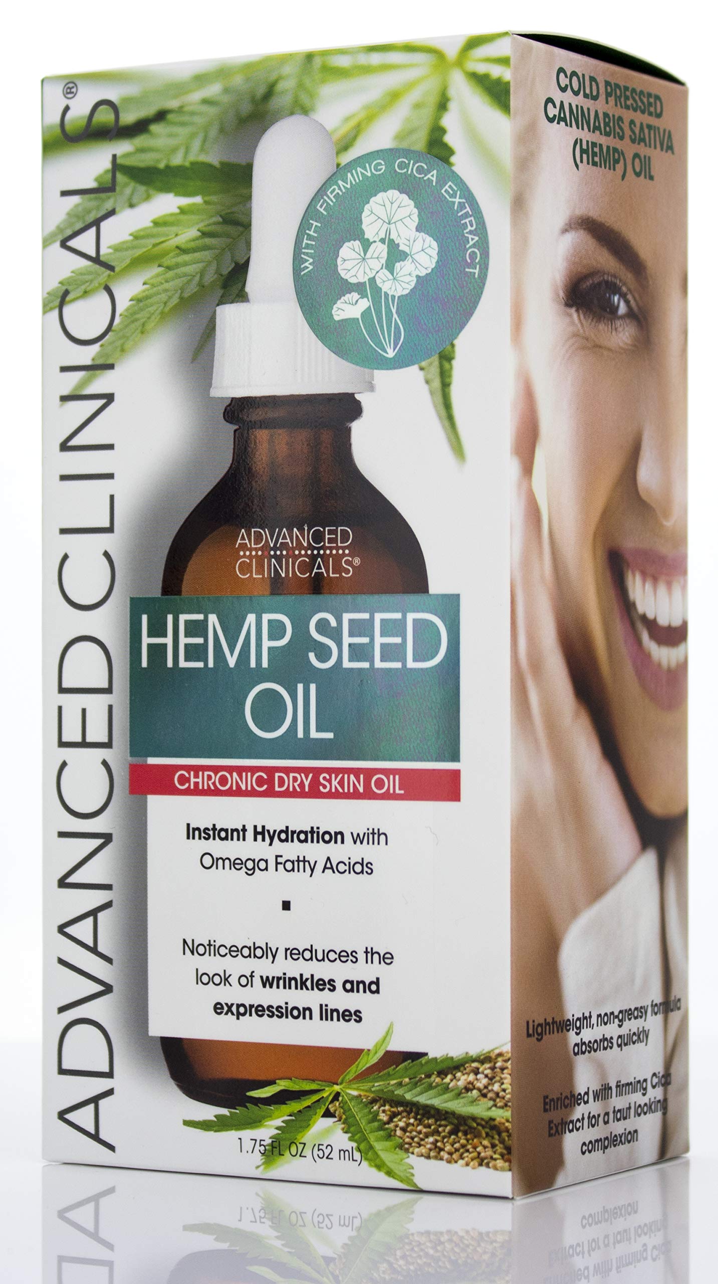 Advanced Clinicals Hemp Seed Oil for Face. Cold Pressed Hemp Seed Oill instantly hydrates skin and helps with Wrinkles, Fine Lines, and Expression Lines, 2-Pack
