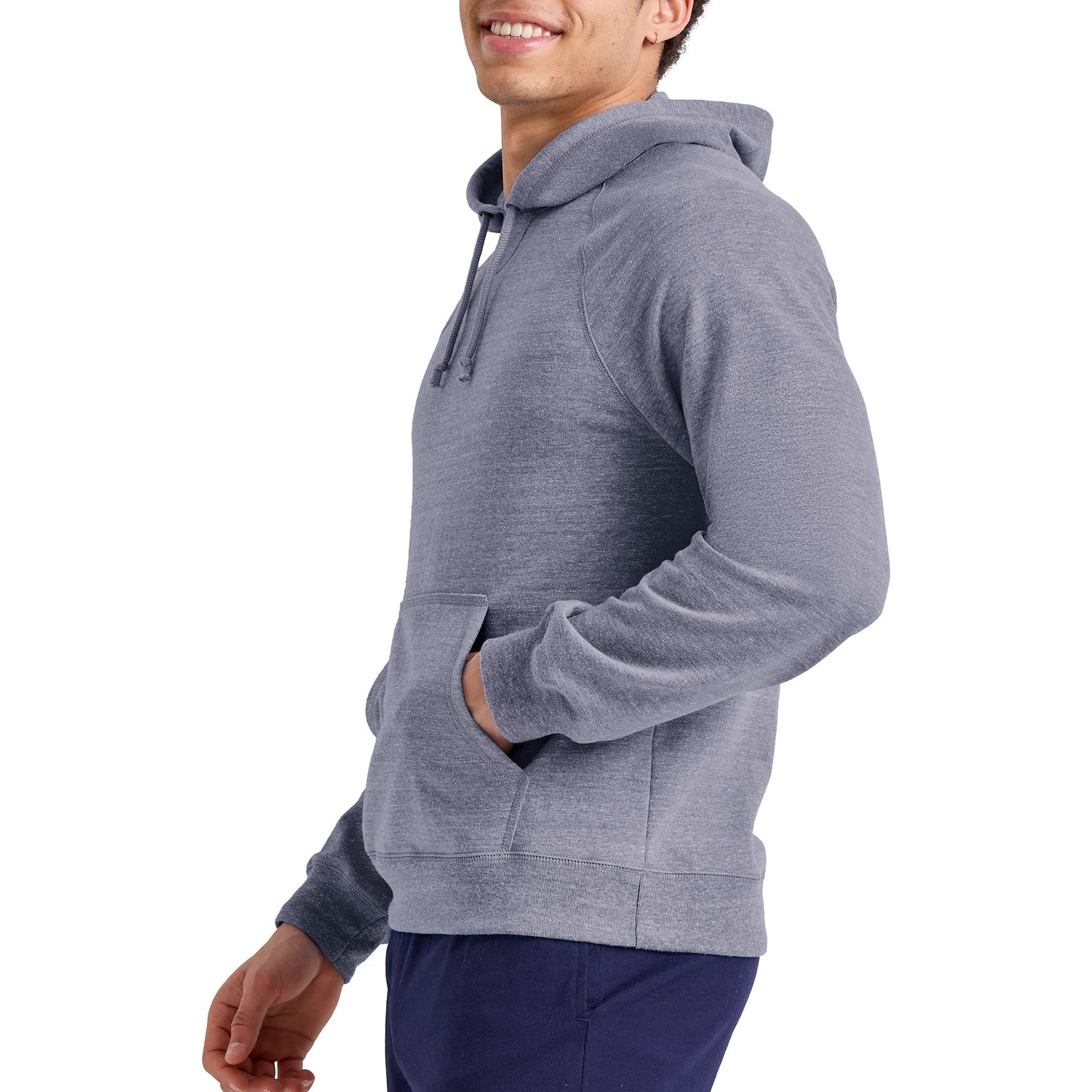 Hanes Men's French Terry Pullover Hoodie, Navy Pe Heather, Small