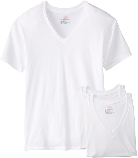 Hanes Men's 3-Pack V-Neck T-Shirt (XXXX-Large, White)