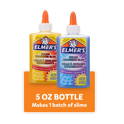 Elmer's Color Changing Liquid Glue, Great for Making Slime, Washable, Blue to Purple, 5 Ounces