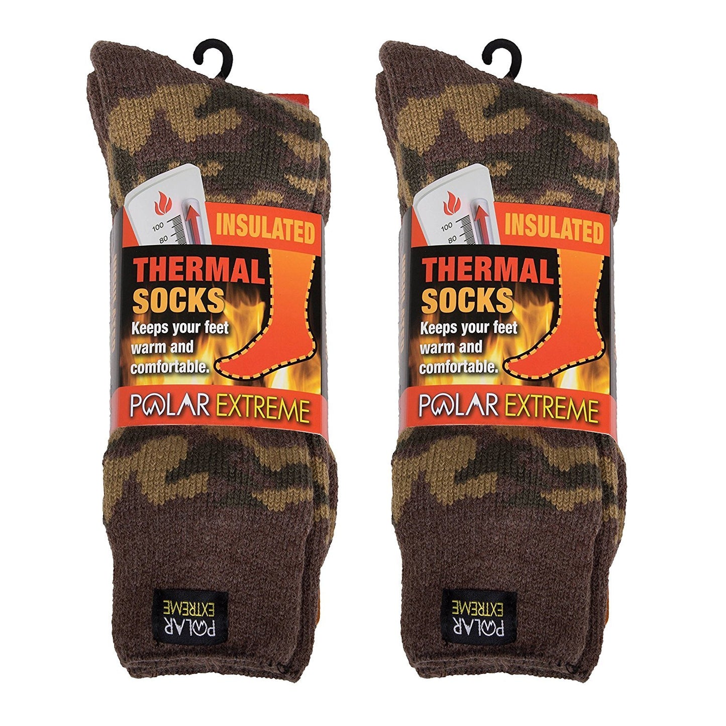 Polar Extreme Men's Thermal Sock Pack of 2 … (Grey Camo)