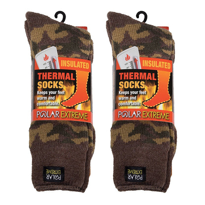 Polar Extreme Men's Thermal Sock Pack of 2 … (Grey Camo)