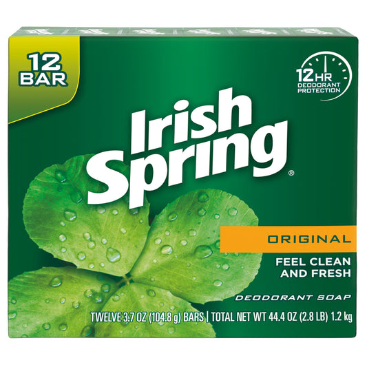 Irish Spring Original Deodorant Bar Soap, 12 Count (Pack of 6)