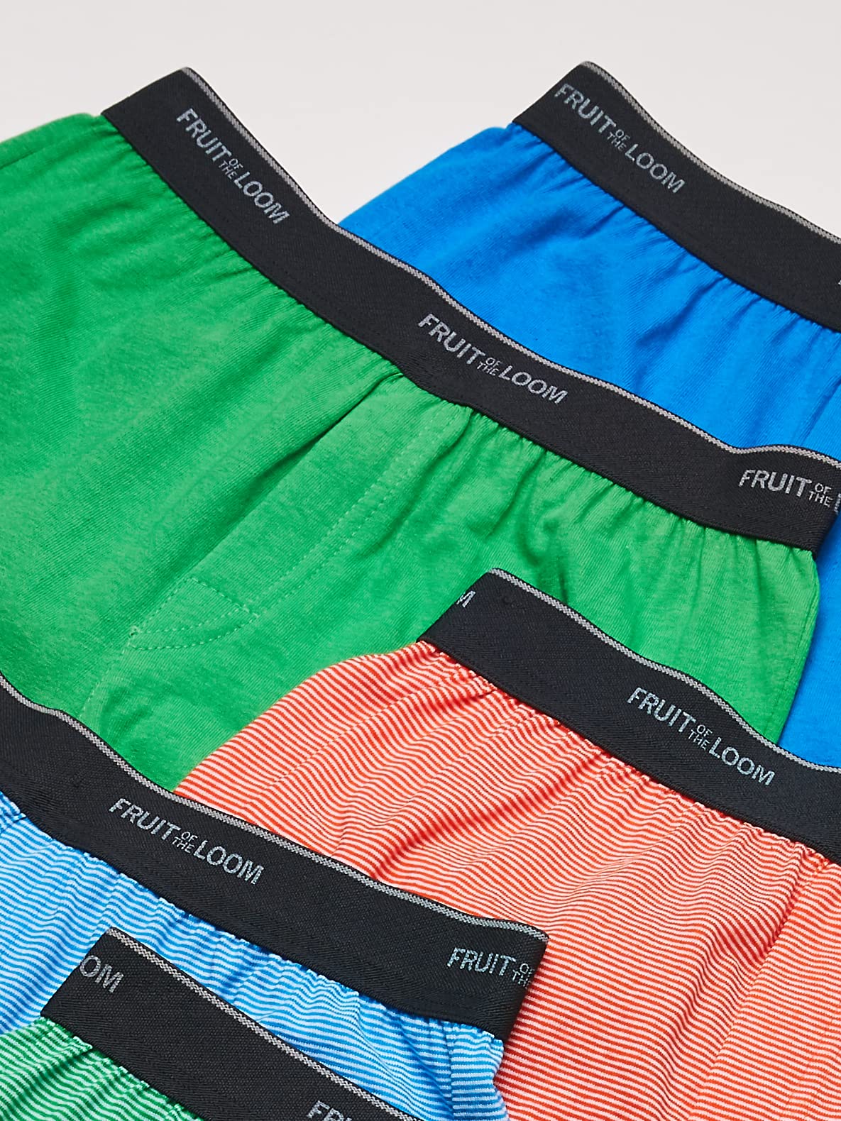 Fruit of the Loom Boys' Boxer Shorts, Knit - 5 Pack - Assorted, X-Large