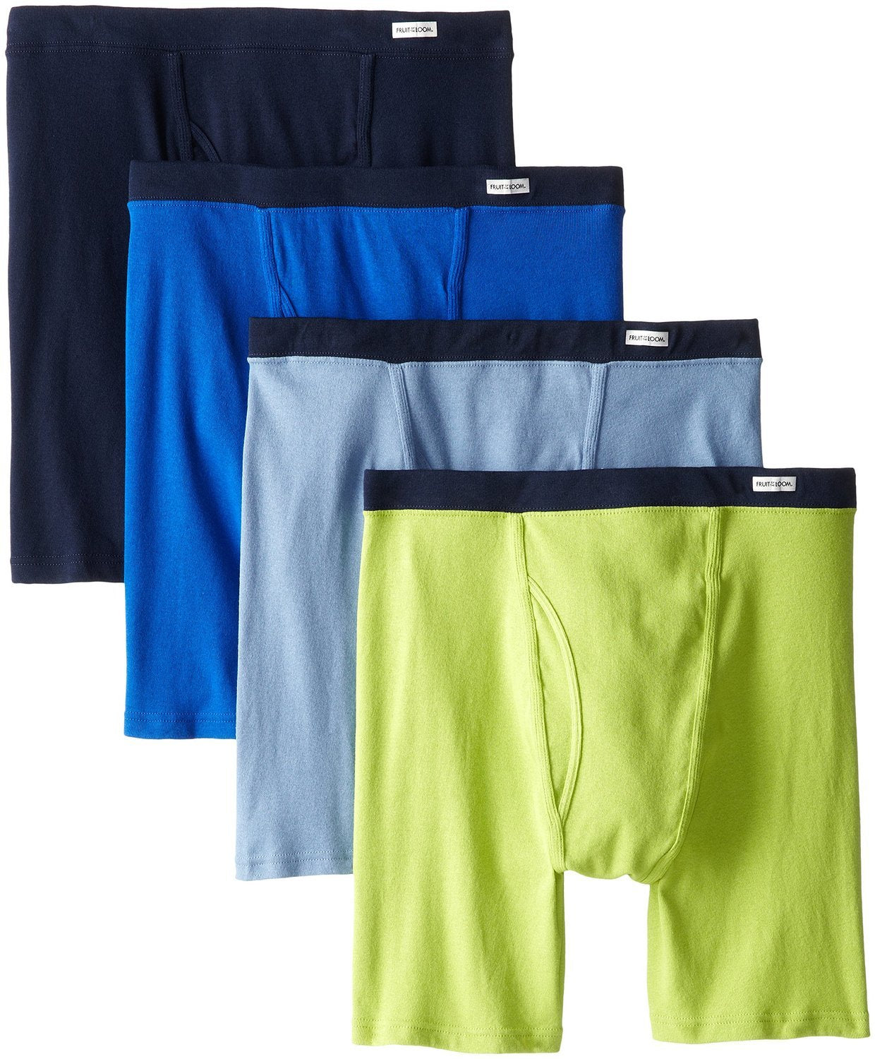 Fruit of the Loom Men's No Ride Up Boxer Brief, Stripe/Solid - Traditional Fly, Large