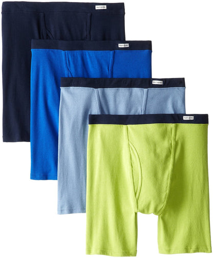 Fruit of the Loom Men's No Ride Up Boxer Brief, Stripe/Solid - Traditional Fly, Large