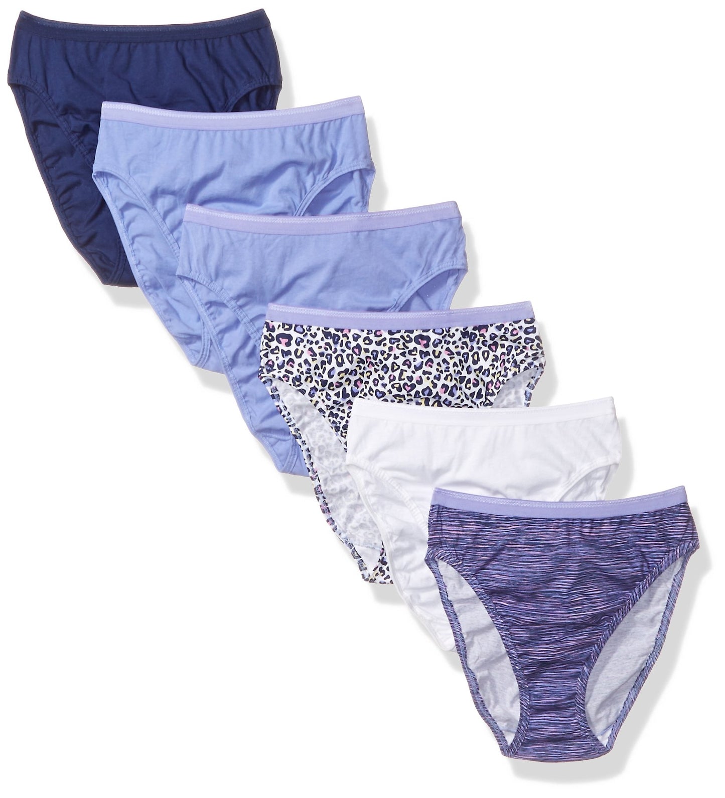 Fruit Of The Loom Women's 6 Pack Cotton Hi-Cut Panties, Assorted Color 2, 8