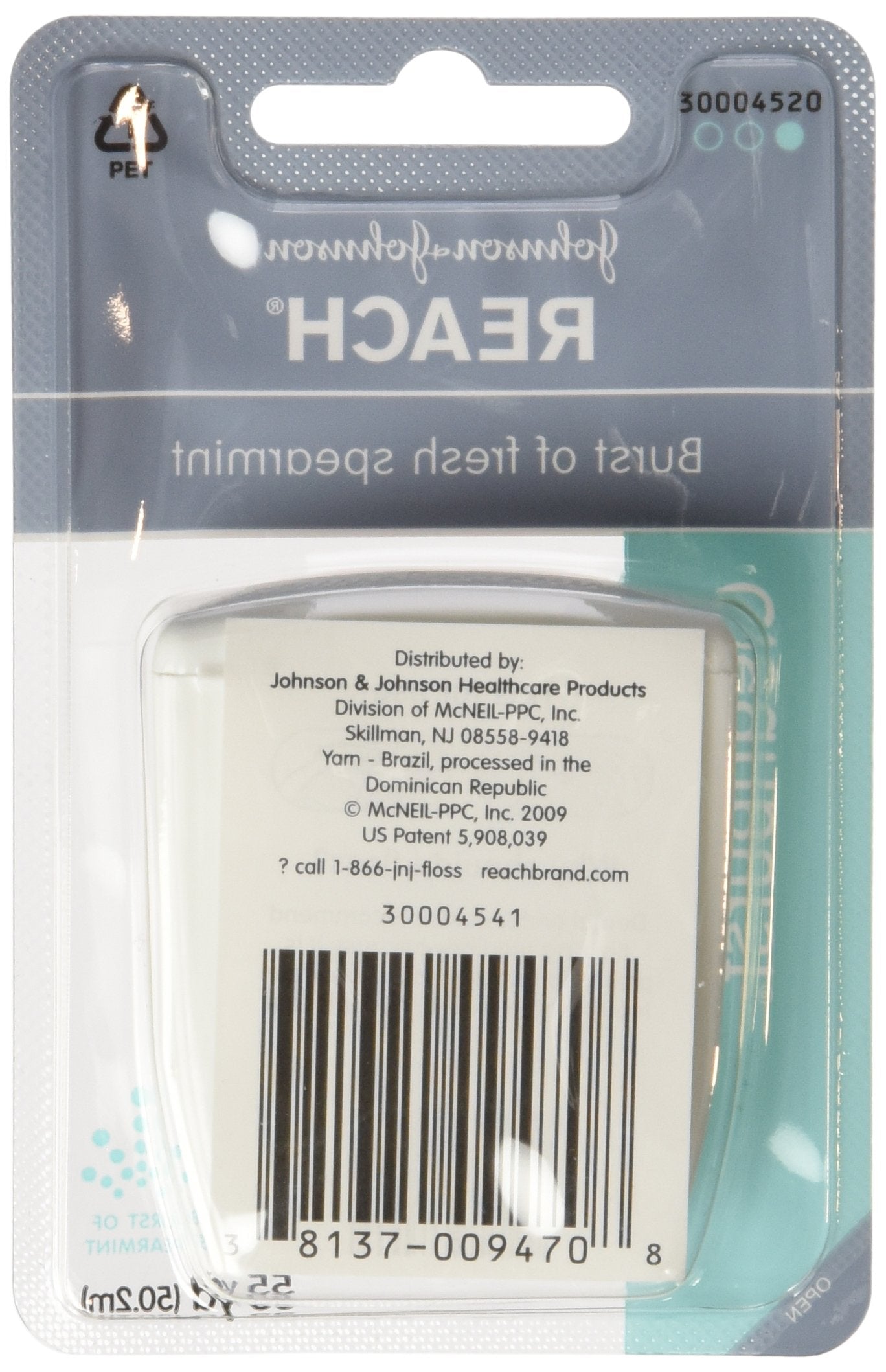 REACH Cleanburst Waxed Dental Floss, Spearmint 55 Yards (Pack of 12)