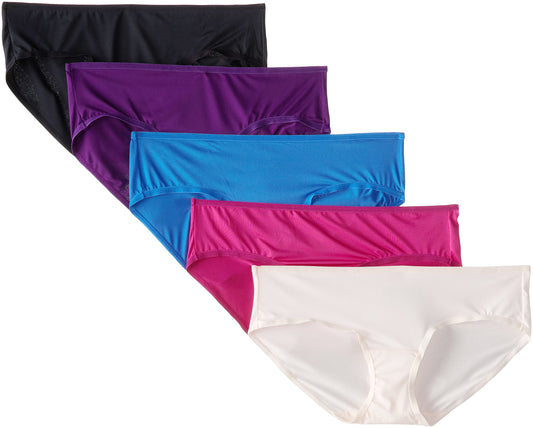 Fruit of the Loom Women's 5 Pack Microfiber Low Rise Hipster Panties, Assorted, 8