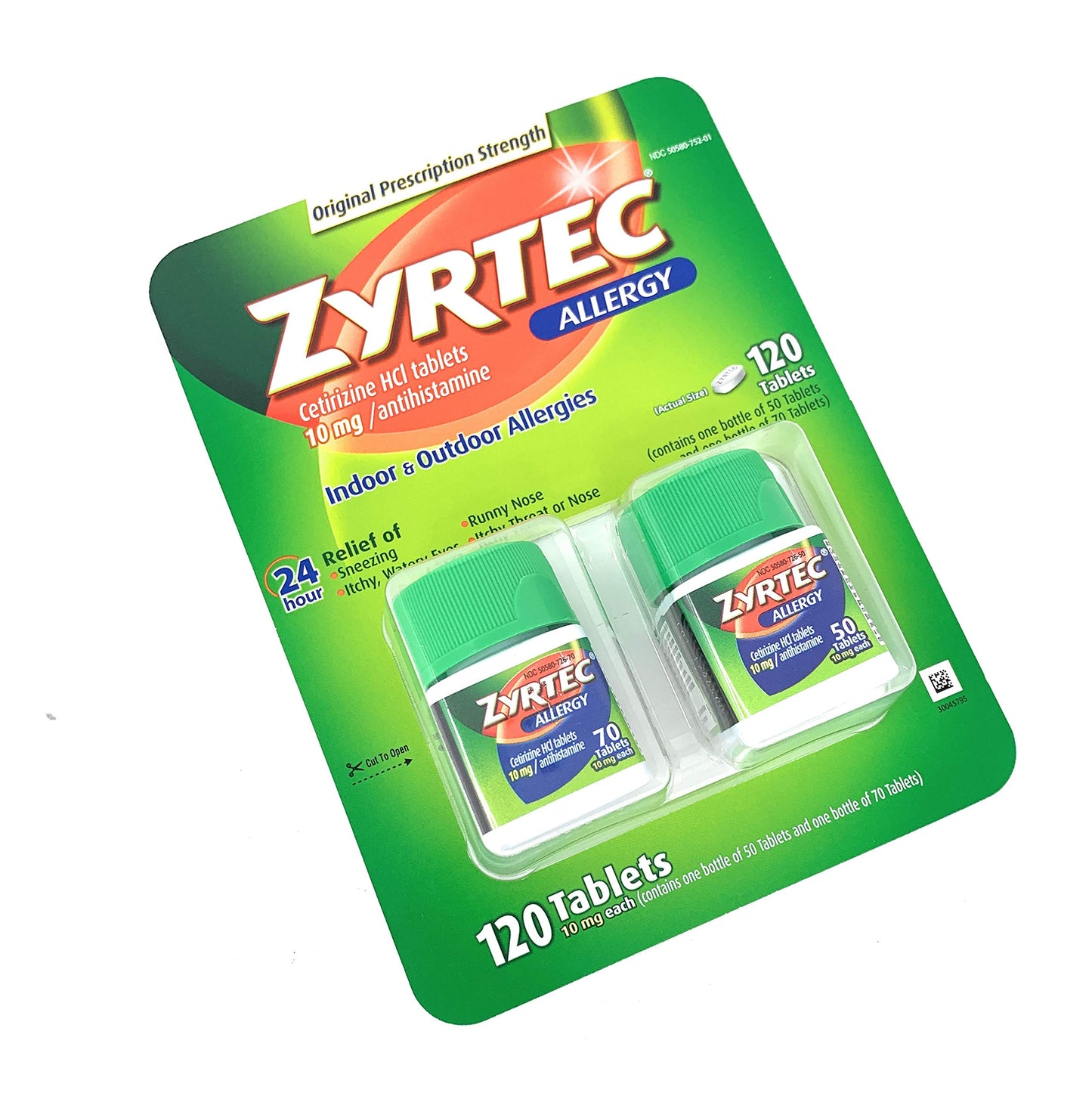 Zyrtec Cetirizine Hcl/Antihistamine (120 Tablets 10mg each)