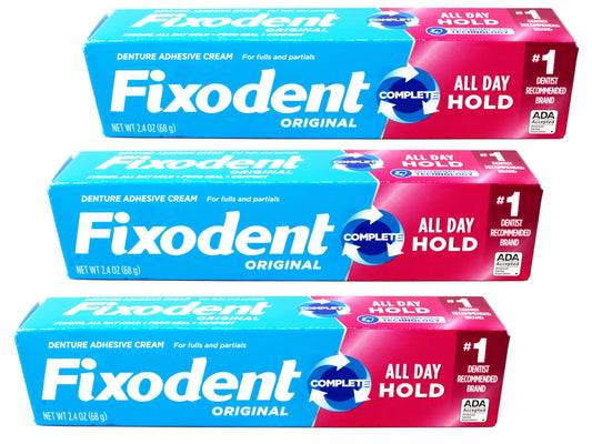 Fixodent Complete Original Denture Adhesive Cream 2.4 Oz (Pack of 3)