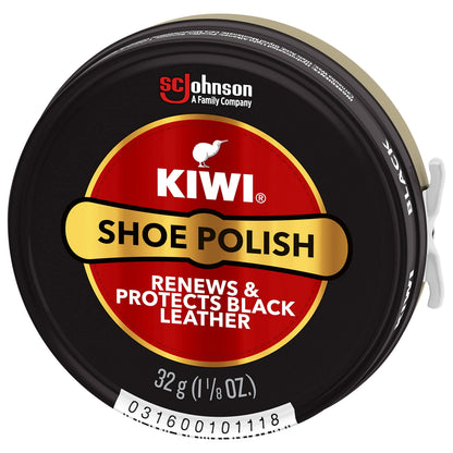 KIWI Shoe Polish, Black, Renews & Protects Black Leather - Shine, Nourishment & Long Lasting Water Protection, Stain & Scuff Coverage, 2.5 OZ Metal Tin (Pack of 3)