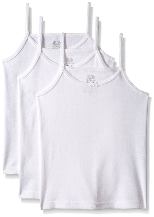 Fruit of the Loom Big Girls' Rib Cami (Pack of 3), White, X-Large