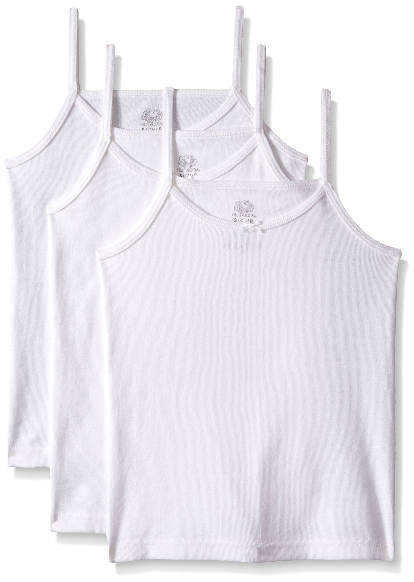 Fruit of the Loom Big Girls' Rib Cami (Pack of 3), White, X-Large