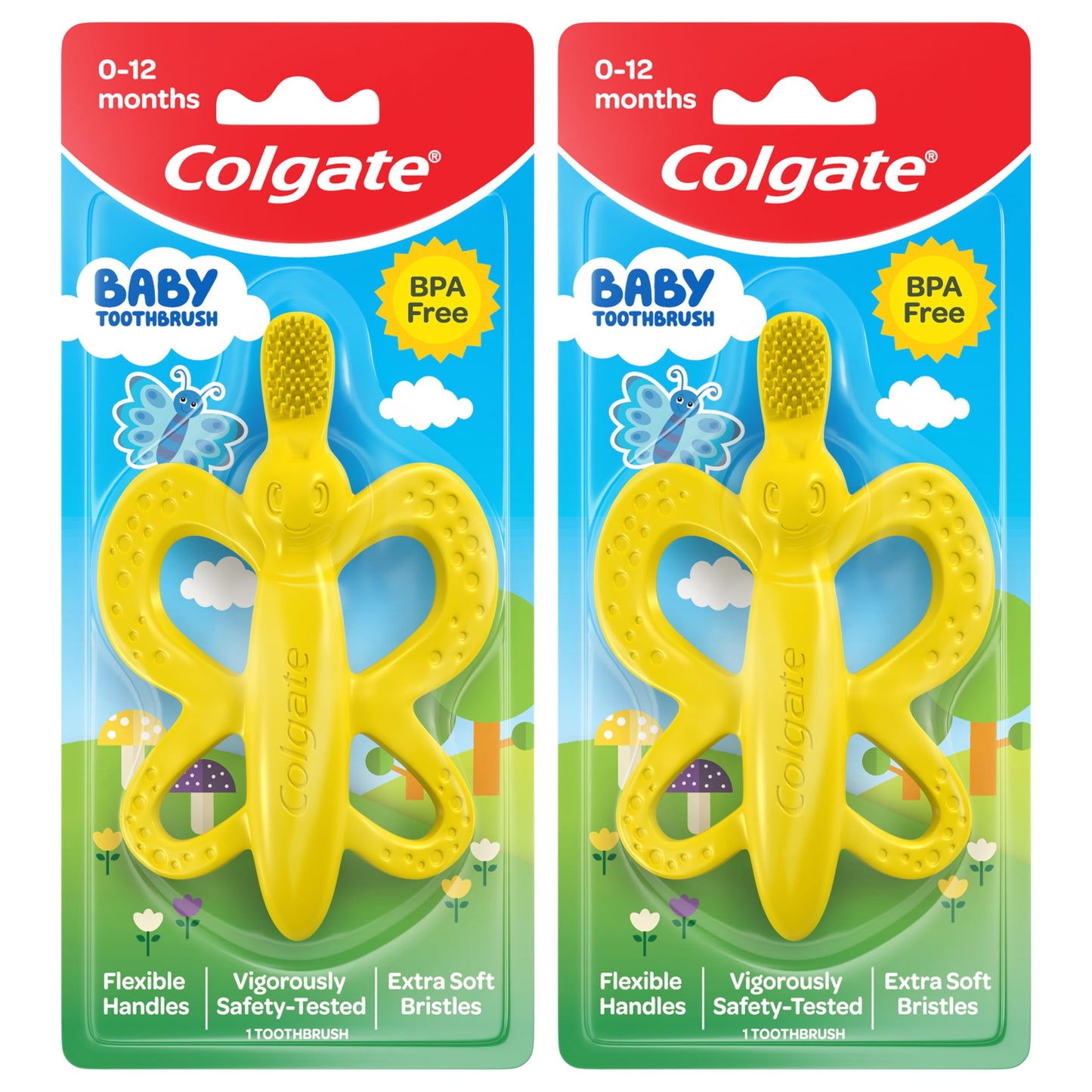Colgate Baby Toothbrush and Teether, BPA Free â€“1 Count (Pack of 2)