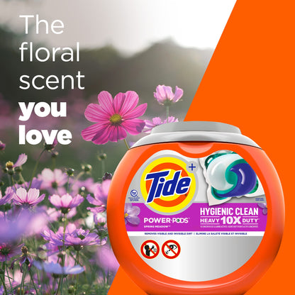 Tide Hygienic Clean Heavy 10x Duty Power PODS Laundry Detergent Soap Pods, Spring Meadow, 41 count, For Visible and Invisible Dirt