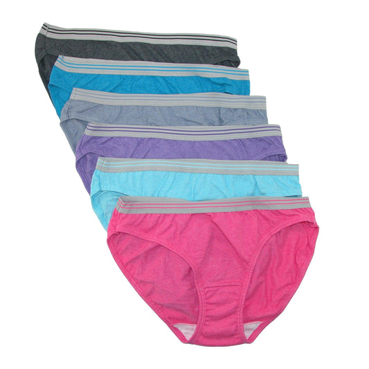 Fruit of the Loom Women's Heathered Bikini Underwear (Pack of 6), Assorted, 9