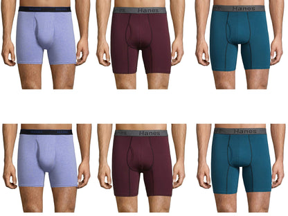 Hanes Premium Men's Boxer Briefs 6-Pack Cotton Modal Blend Luxury Softness FreshIQ