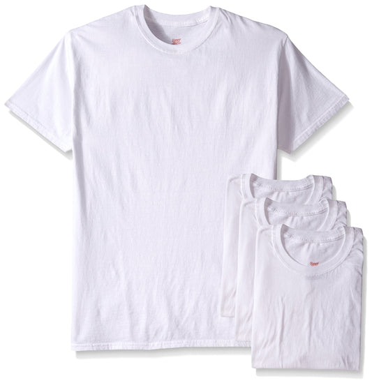 Hanes Men's 5Pack Crew Neck Tagless White Undershirts Crewneck T-Shirts, L
