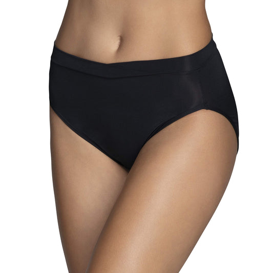 Vanity Fair Women's Beyond Comfort Hi Cut Panties, Seamless Waist-Black, 9