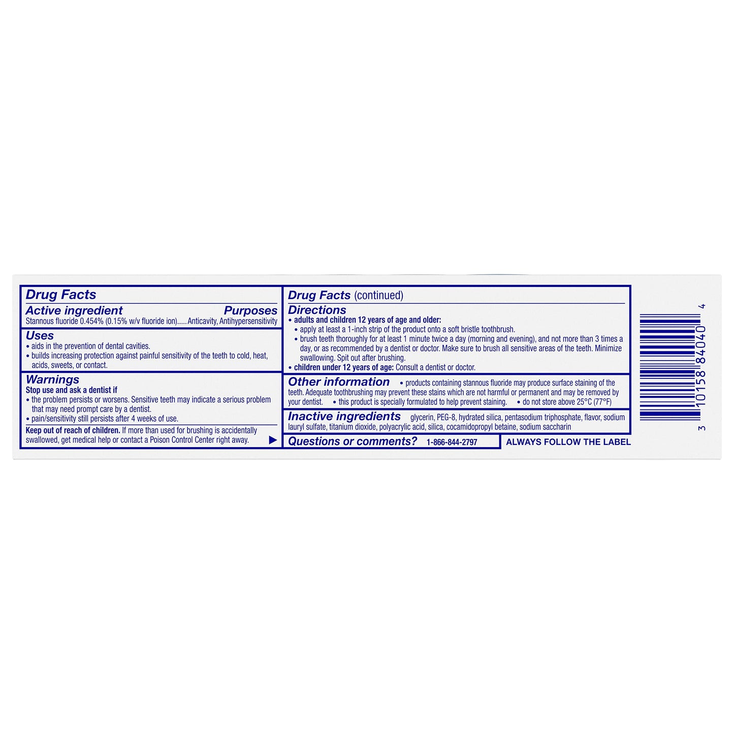 Sensodyne Repair and Protect Mint Toothpaste, Toothpaste for Sensitive Teeth and Cavity Prevention, 3.4 oz