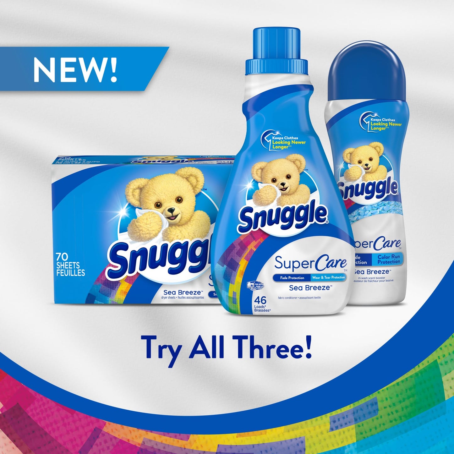 Snuggle SuperCare In-Wash Scent Booster Beads, Sea Breeze, Fade Protection and Color Run Protection, 9 Ounce, 4 Count