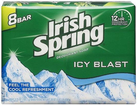 Irish Spring Icy Blast Deodorant Bar Soap 3.75 oz, 8 ea (Pack of 3)
