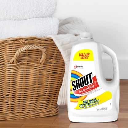 Shout Triple-Acting Laundry Stain Remover for Everyday Stains Liquid Refill, 60 fl oz - Pack of 6