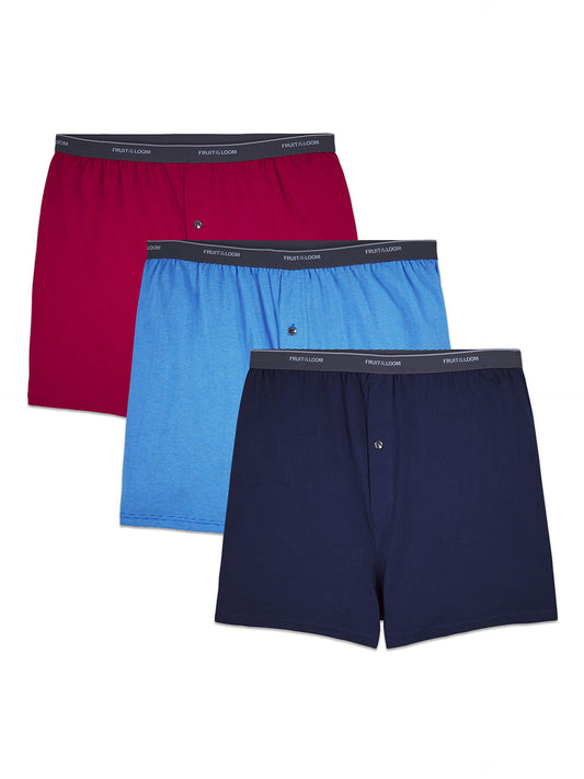 Fruit of the Loom 3 Big Man Knit Boxers Roomier Fit Full Cut Leg (5X)