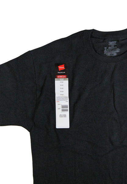 Hanes Mens Premium Stretch Crew Neck Undershirt - 6 Pack (Large, Black)