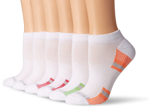 Fruit of the Loom Women's Arch Support No Show 6 Pack, WMF16, Shoe Size 4-10/Sock Size 9-11