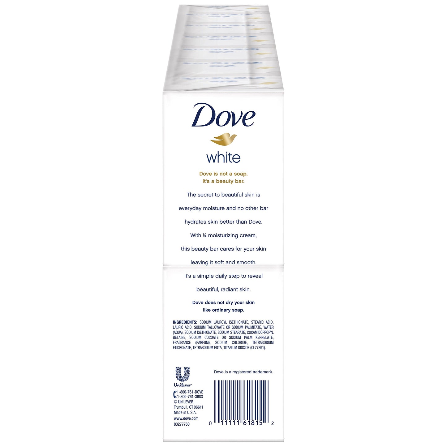 Dove Beauty Bar, White 4 oz, 8 Bar, Pack of 3