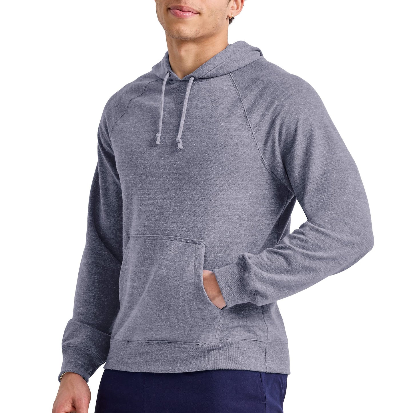 Hanes Men's French Terry Pullover Hoodie, Navy Pe Heather, Small