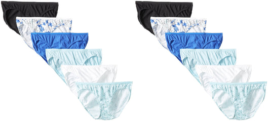 Fruit Of The Loom 100% Cotton Womens 12(4X3)Pack Bikini Panties Assorted colors (7)