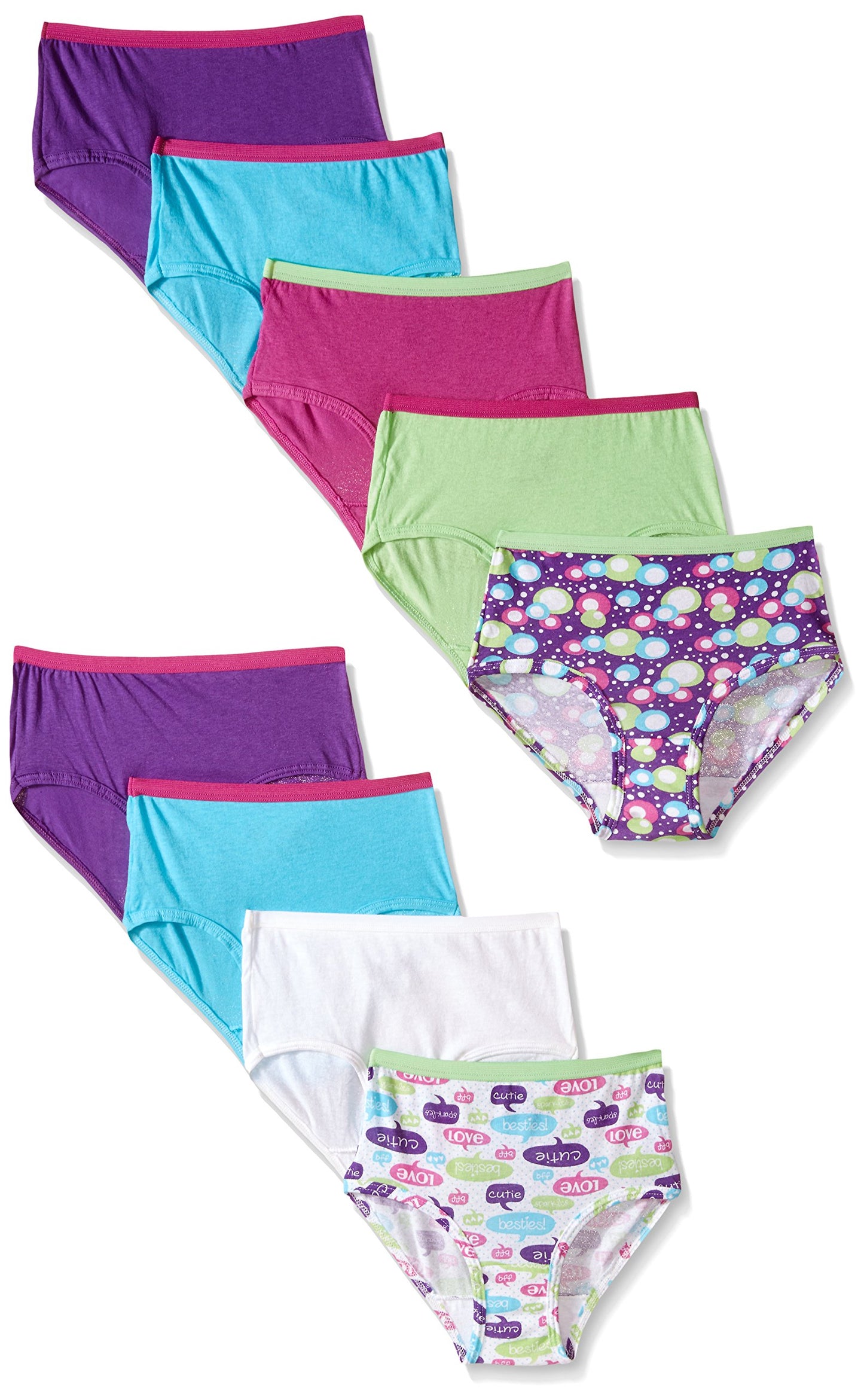 Fruit of the Loom Little Girls' Girls' Wardrobe Cotton Brief,Multi,6(Pack of 9)