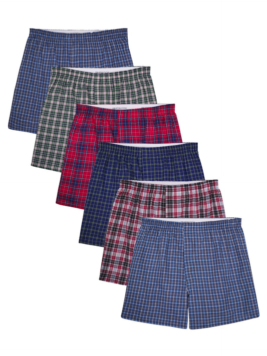 Fruit of the Loom mens Tag-free (Knit & Woven) Boxer Shorts, Woven - 6 Pack Assorted Colors, XX-Large US