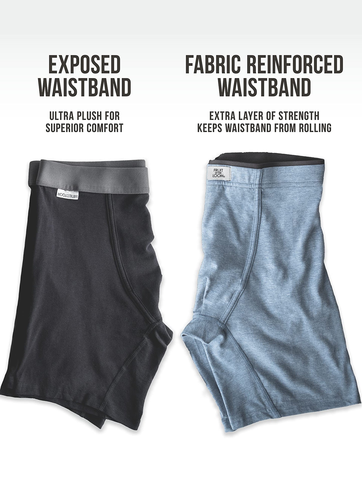 Fruit of the Loom Men's Crafted Comfort Stretch Boxer Briefs, Regular Leg-Covered Waistband-Assorted, X-Large