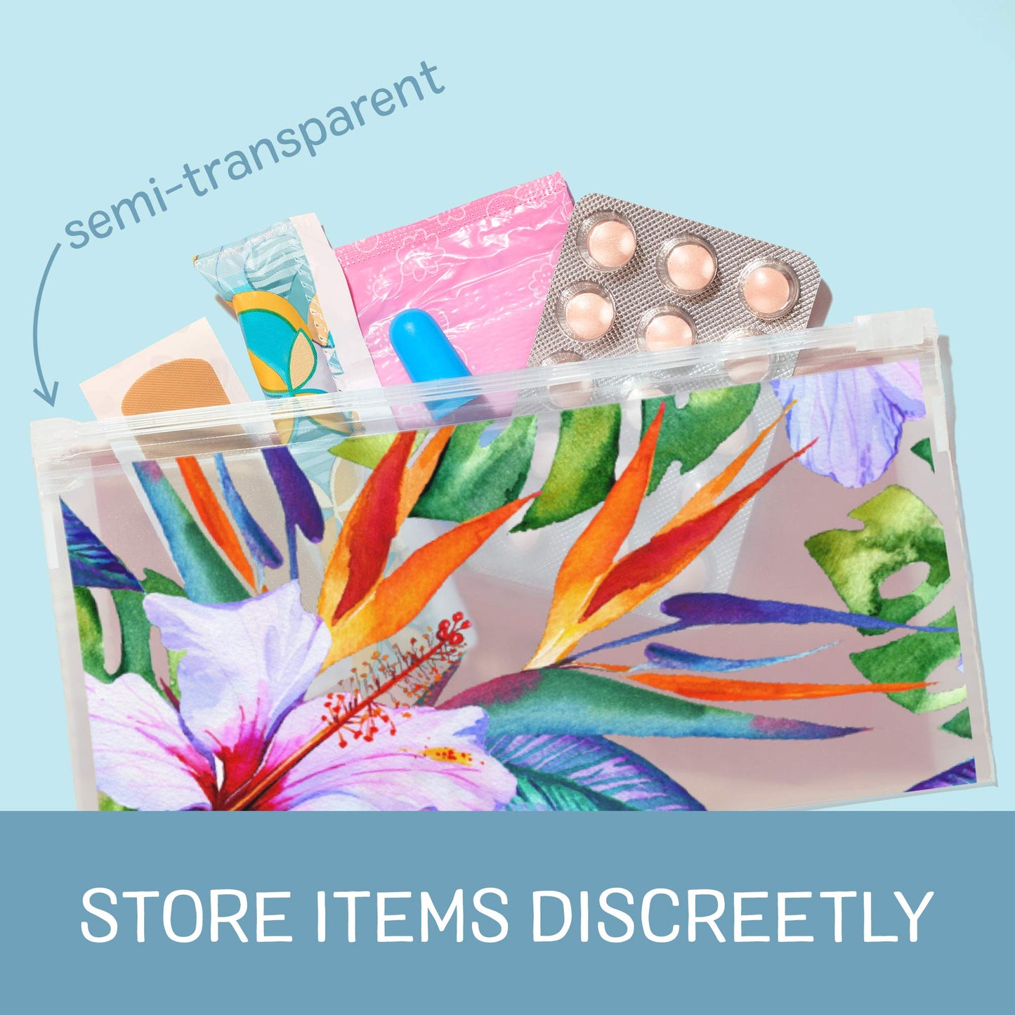 Ziploc Reusable Travel Makeup and Accessory Bags, Boho Collection, Skinny Size, 5 Count