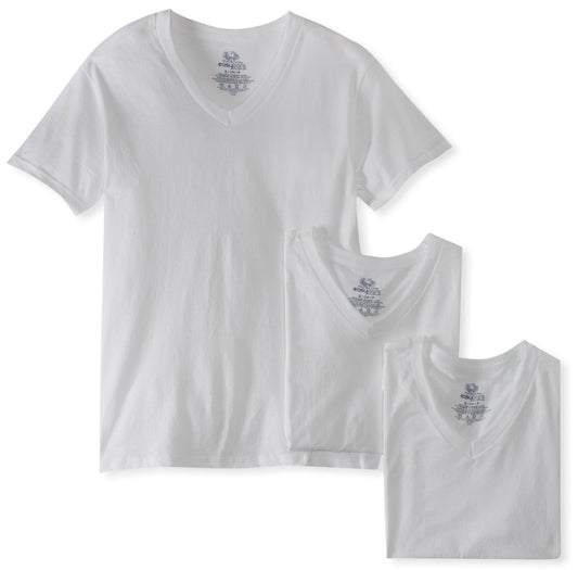 Fruit of the Loom Men'sEasy Care White V-Neck, White, Large(Pack of 3)