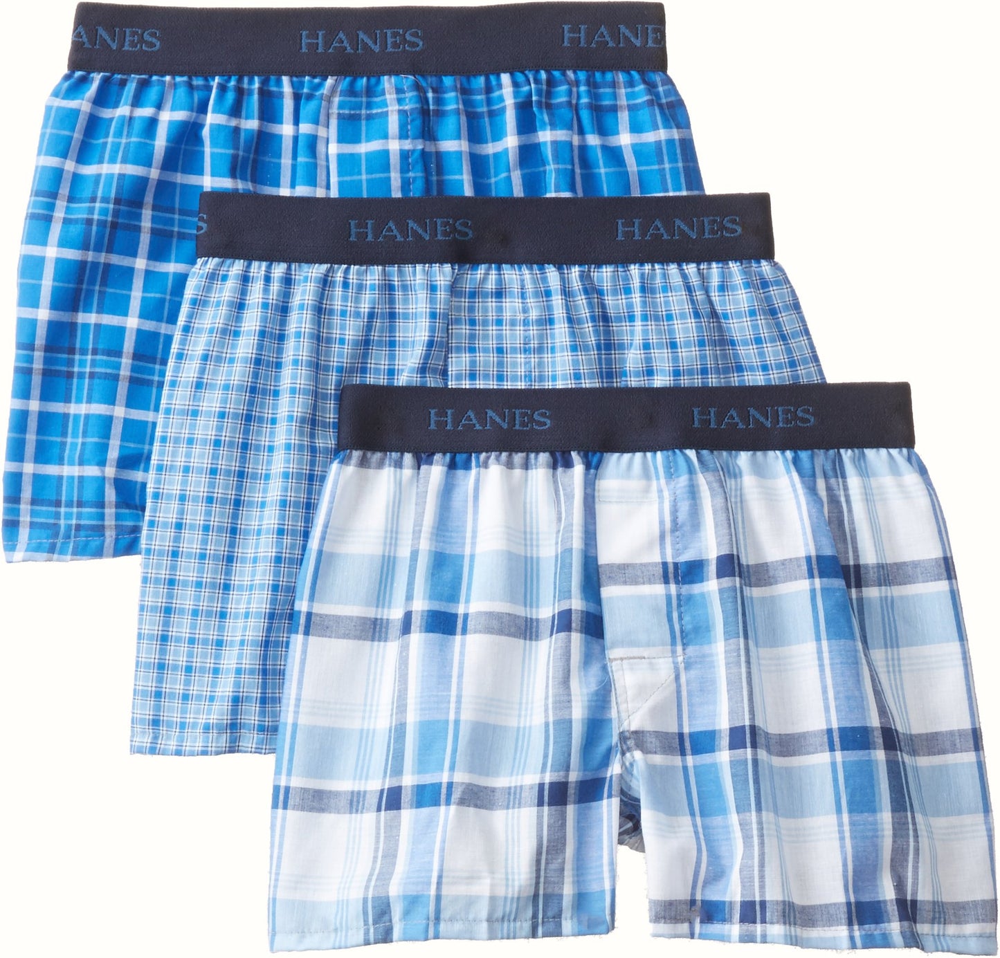Hanes Boys' 3 Pack Ultimate Yarn Dyed Boxer, Assorted, Large